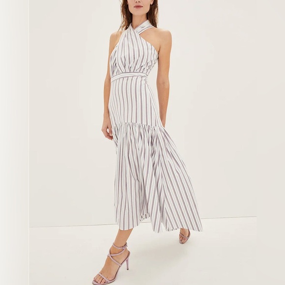 New! Veronica beard Radley Striped Halter Poplin Midi Dress 💜 size 8 NWT! - Picture 11 of 16